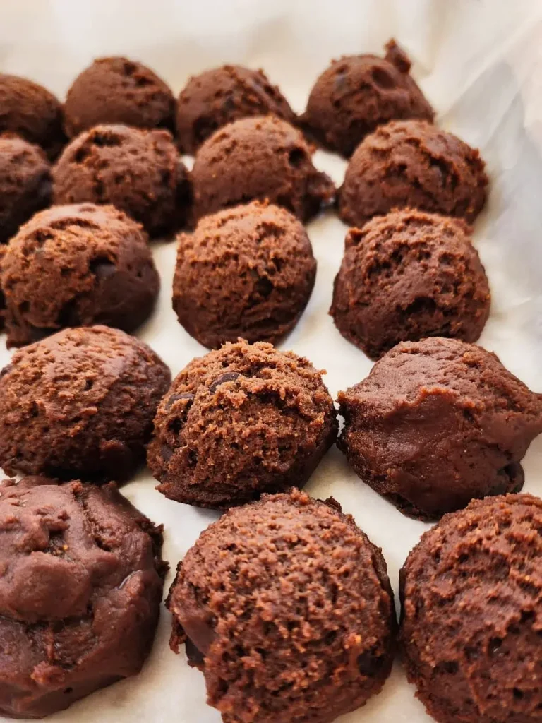Frozen chocolate peanut butter cookie dough balls