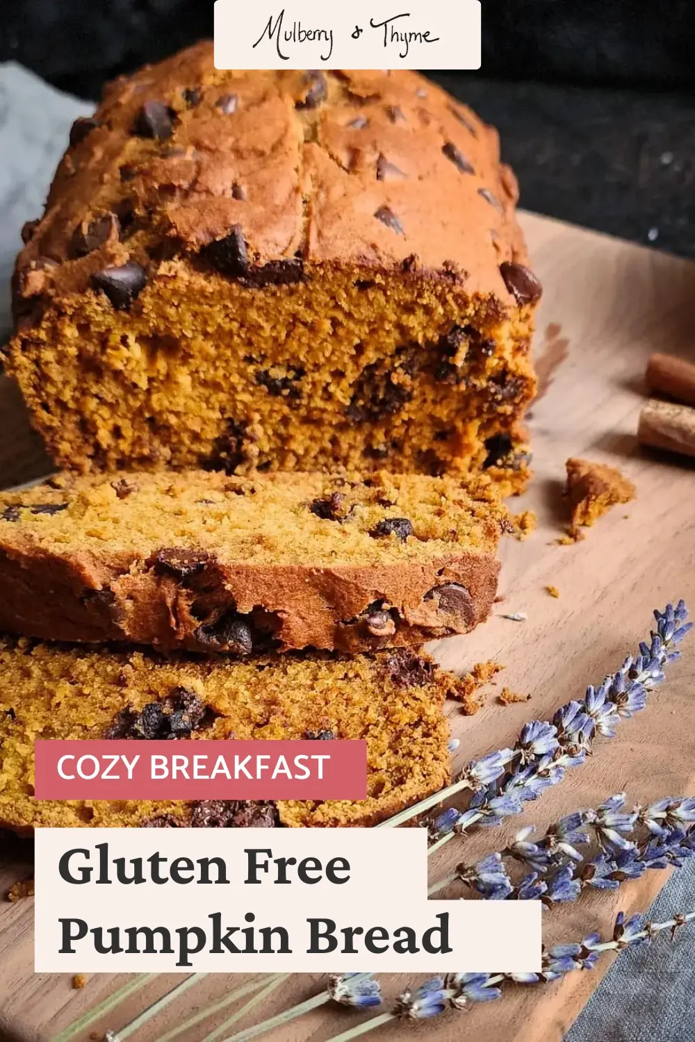 loaf of pumpkin bread with chocolate chips