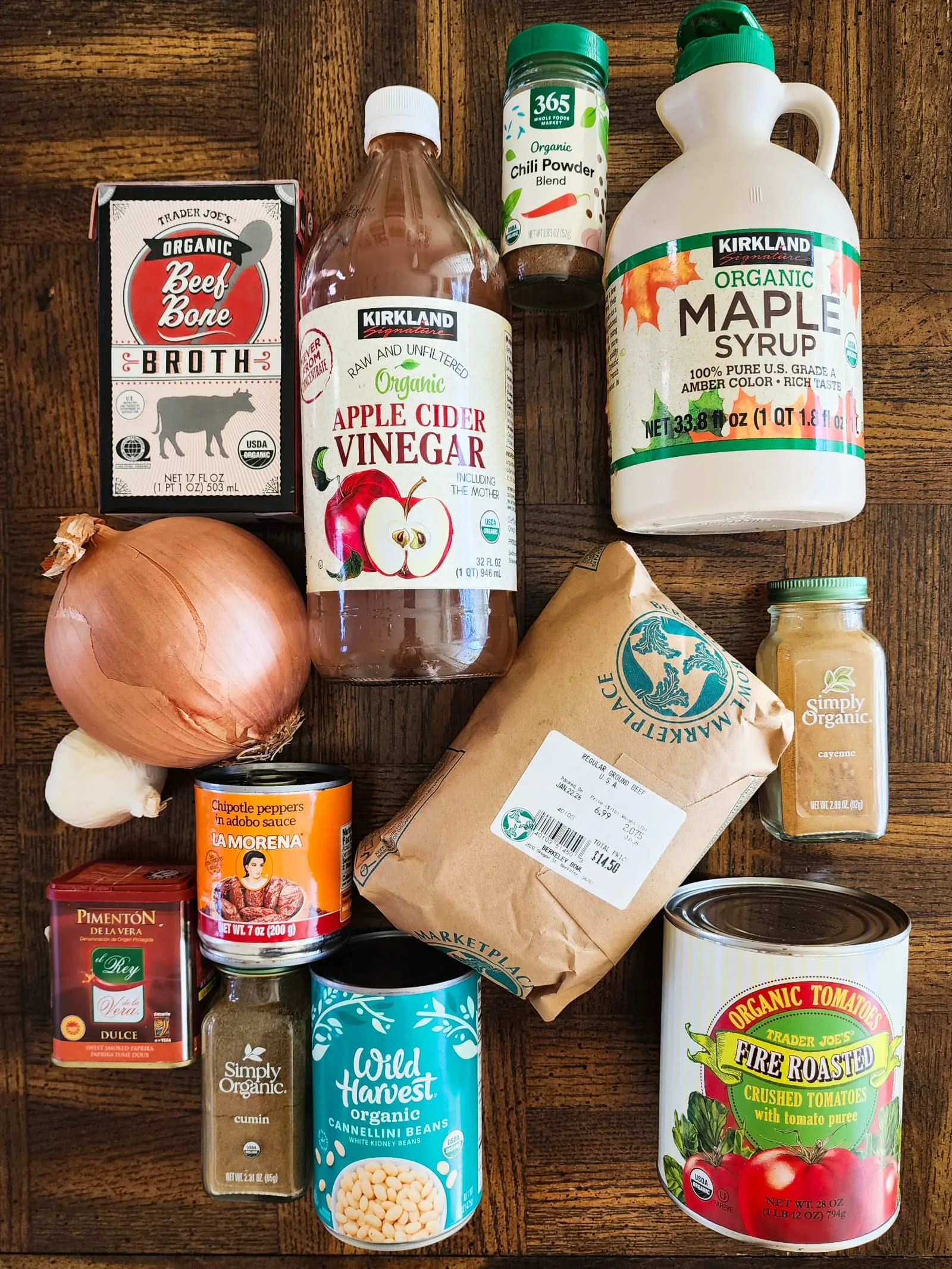 ingredients for Texas-style chili