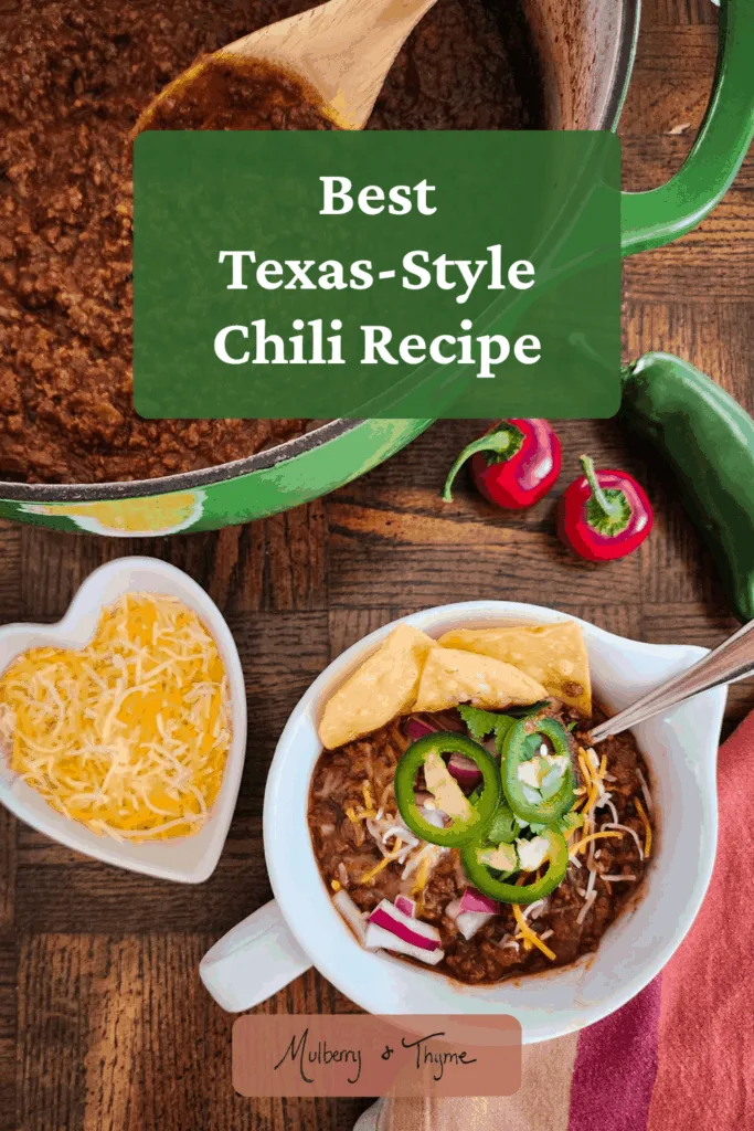 Pinterest pin for best Texas chili recipe