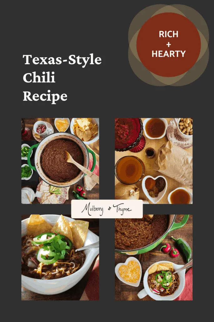 Pinterest pin for Texas-style chili recipe