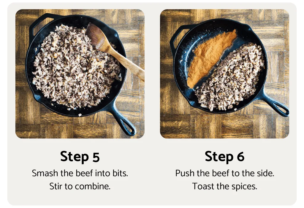Chili cornbread pie process steps 5 and 6