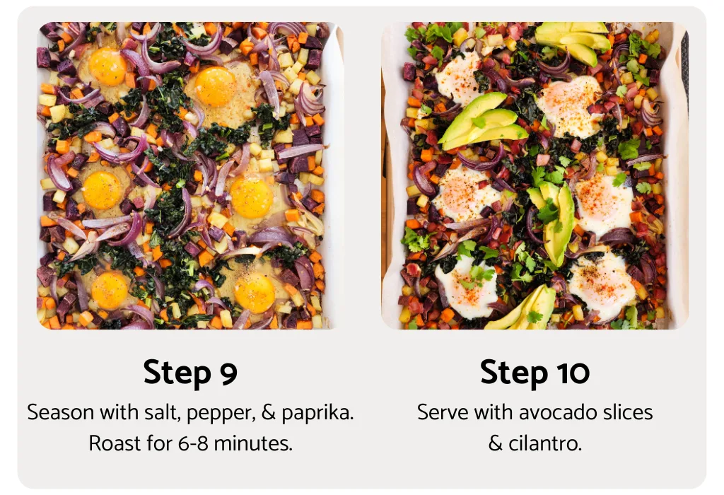 This potato and sweet potato hash recipe features crispy ham, eggs, and fresh greens. Perfect for a slow weekend morning or a home full of guests, or any time you want a hearty breakfast or easy-to-pull-together dinner. Naturally gluten free and dairy free.