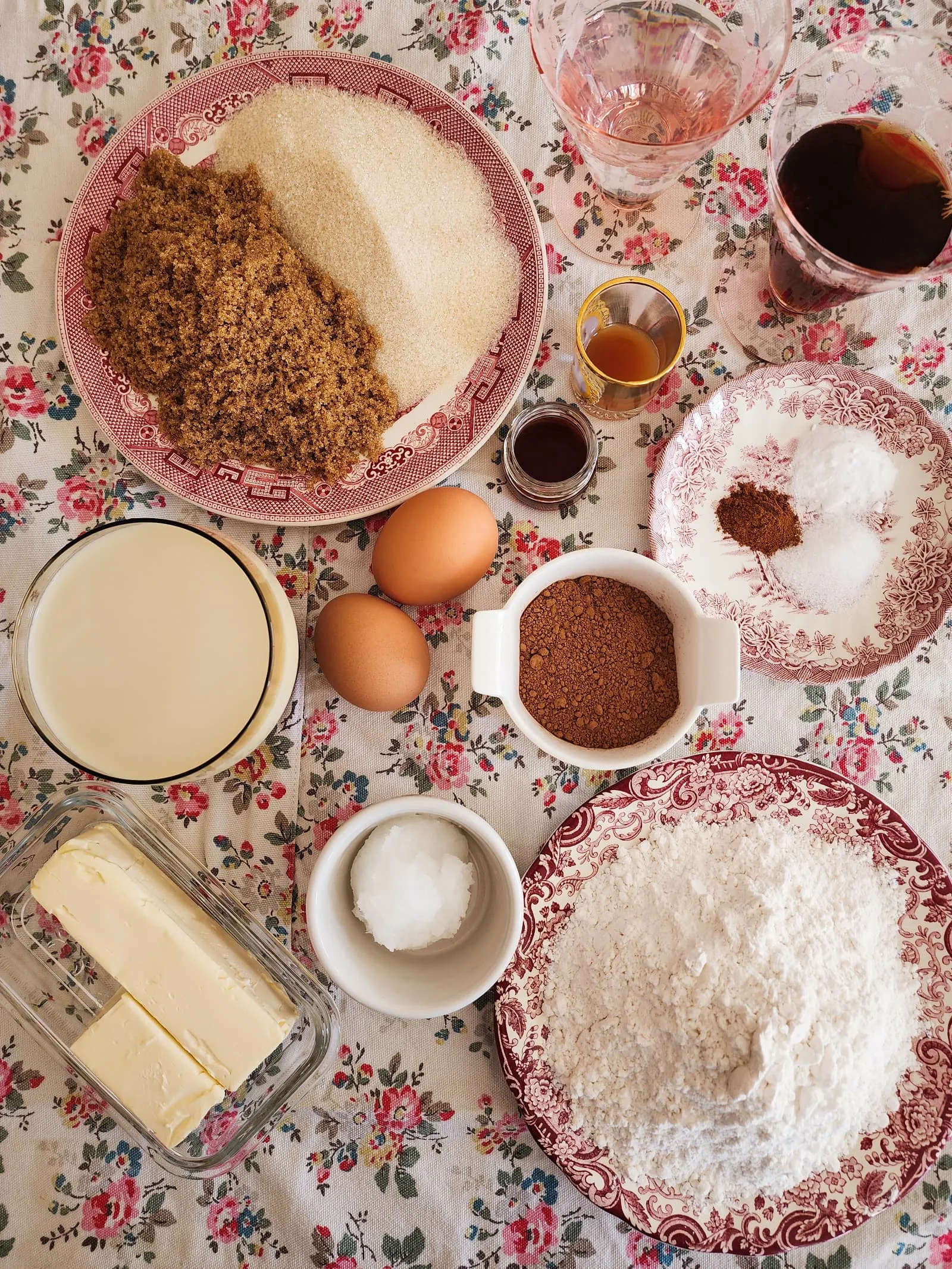 Ingredients for gluten free chocolate cake