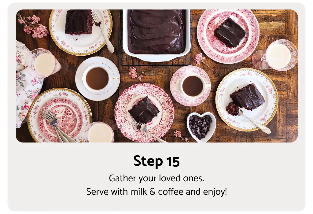 Step 15 to make gluten free chocolate cake