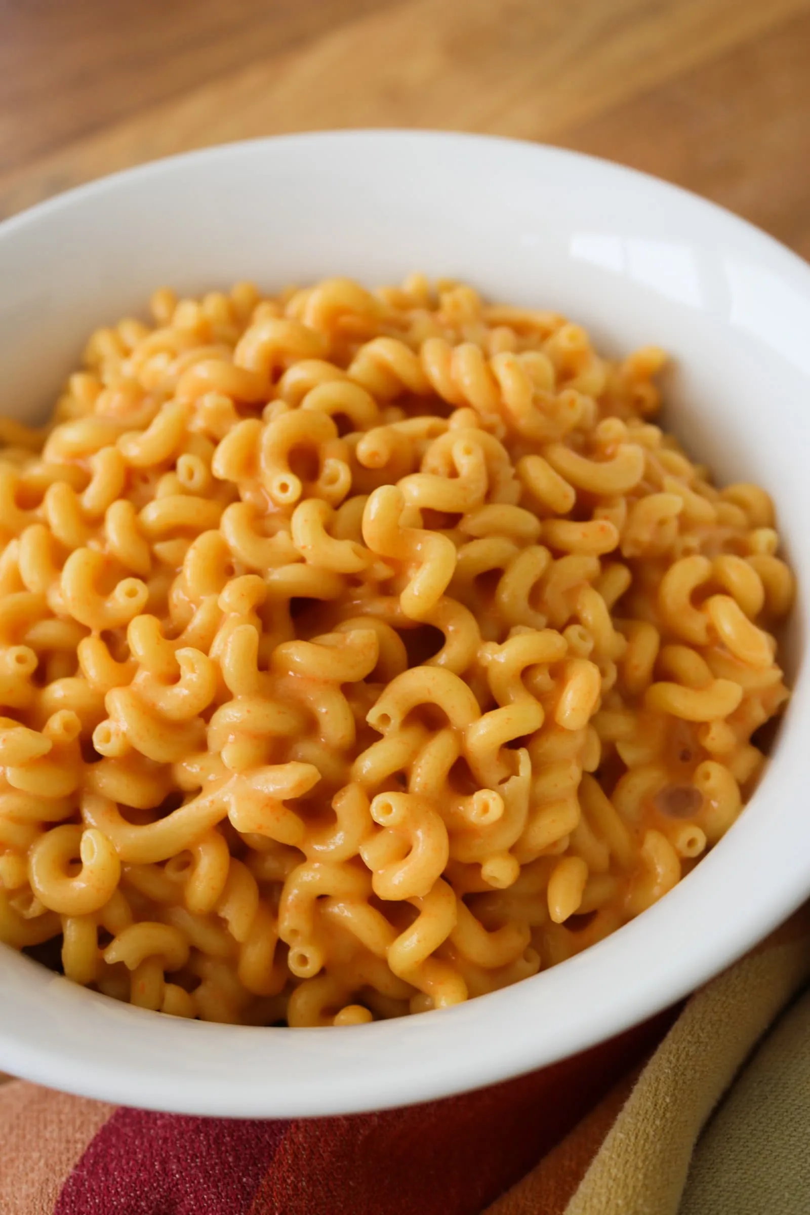 A bowl of gluten free dairy free mac and cheese