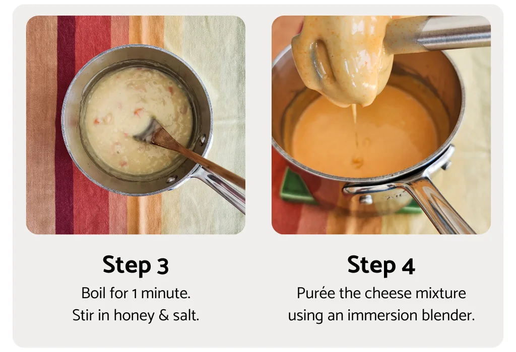 Steps 3 and 4 to make gluten and dairy free mac and cheese